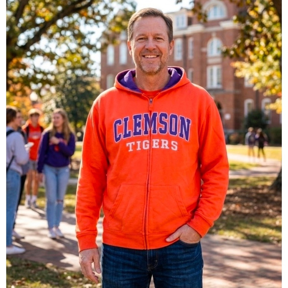 Clemson‎ Tigers Colosseum Full Zip Hoodie Mens Large Orange Heather Sweatshirt